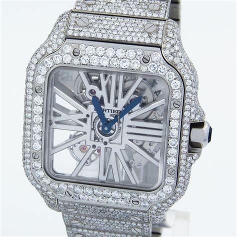 iced out cartier watch replica|iced out cartier skeleton watch.